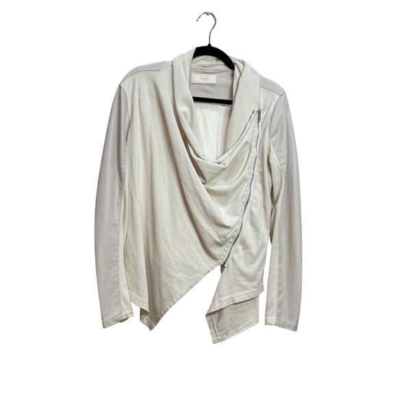 Blank NYC Jackets & Blazers - BLANKNYC Womens Sz M Asymmetrical Drape Lagenlook Jacket‎ Cream Quiet Luxury